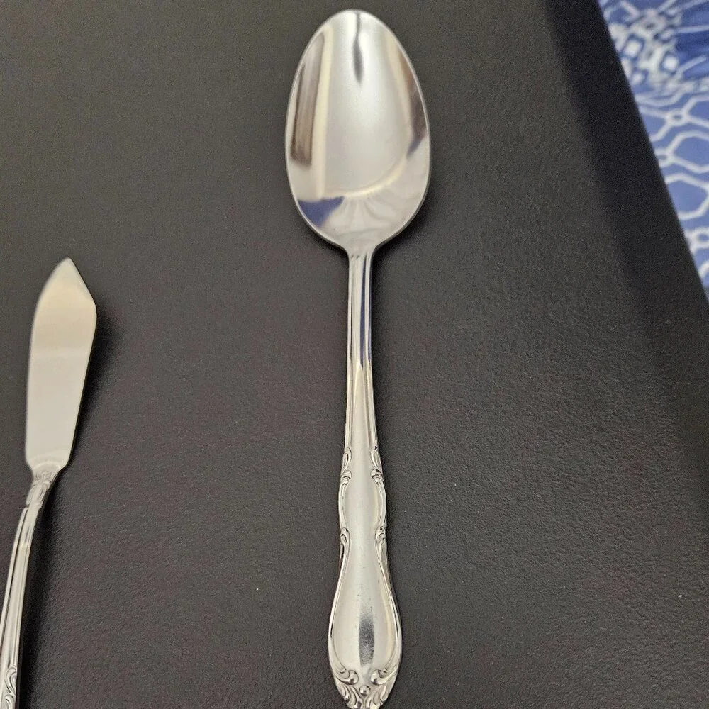 4 Stainless Serving Pcs: 3 National Korea - 1 Simeon I. & George H. Rogers Co.